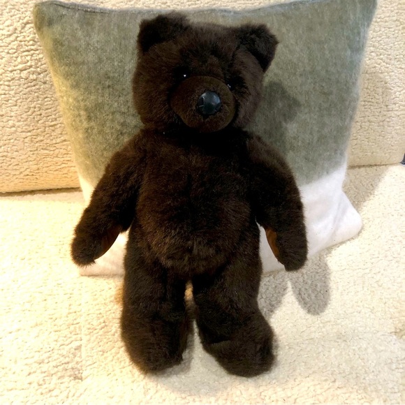 LL Bean vintage dark brown teddy bear not jointed great condition washable 16” - Picture 1 of 7